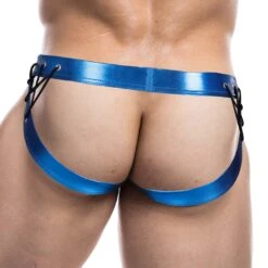 Jock Strap Cut4Men Blue Leatherette C4M14 -Men Attitude Boutique Jockstrap c4m C4M14 bleu 3