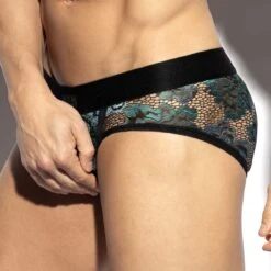 Slip ES Collection Botanic Garden UN632 Noir 10 Slip ES Collection Botanic Garden UN632 Noir -Men Attitude Boutique Slip esco UN632 noir 4