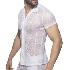Chemise Addicted Flowery Lace AD1192 Blanc -Men Attitude Boutique chemise ad ad1192 blanc 4