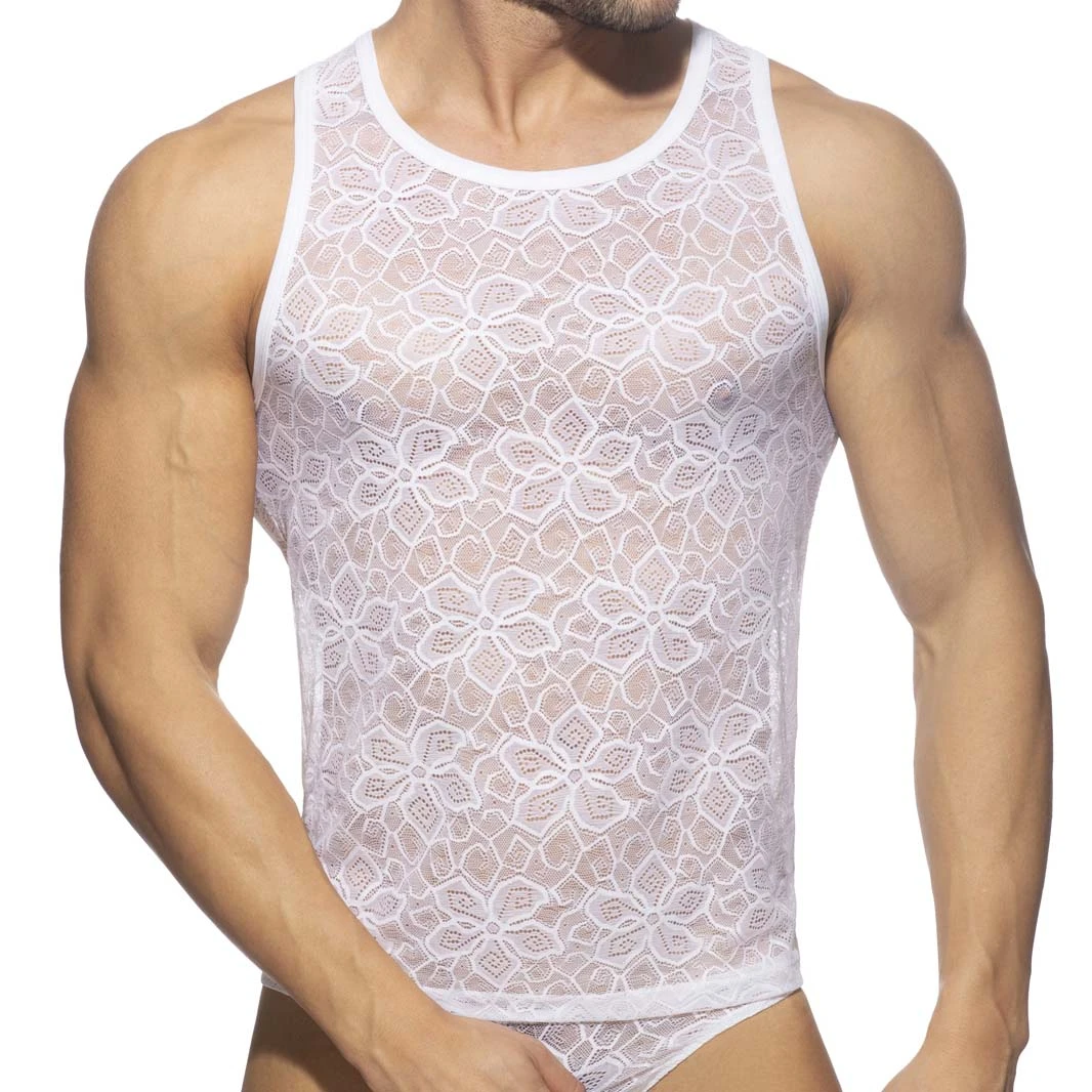 Débardeur Addicted Flowery Lace AD1077 Blanc 3 Débardeur Addicted Flowery Lace AD1077 Blanc