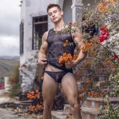 Débardeur Addicted Flowery Lace AD1077 Noir -Men Attitude Boutique debardeur addicted ad1077 noir a