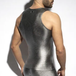 Debardeur ES Collection Art Deco Metallic TS330 Argent -Men Attitude Boutique debardeur escollection ts330 silver 2
