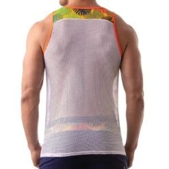 Débardeur Floral Mesh TOF PARIS TOF196J -Men Attitude Boutique debardeur tof tof196J jaune 3