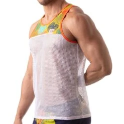 Débardeur Floral Mesh TOF PARIS TOF196J -Men Attitude Boutique debardeur tof tof196J jaune 4