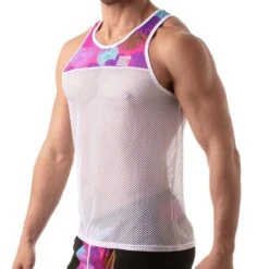 Débardeur Floral Mesh TOF PARIS TOF196P -Men Attitude Boutique debardeur tof tof196p rose 4