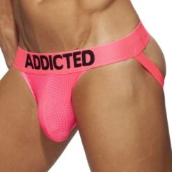 Jock Strap Cockring Addicted Neon Mesh AD954 -Men Attitude Boutique jockstrap addicted ad954 rose 4