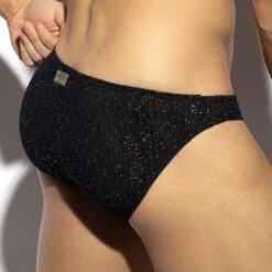 Slip Bikini ES Collection Gold Glitter UN617 Noir -Men Attitude Boutique slip es un617 noir 3
