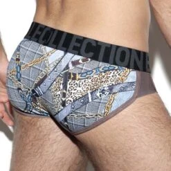 Slip ES Collection Wild Print UN328 -Men Attitude Boutique slip escollection un328 marron 3