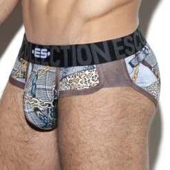 Slip ES Collection Wild Print UN328 -Men Attitude Boutique slip escollection un328 marron 4