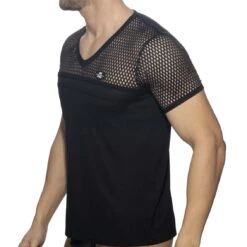 T-Shirt AD Fetish Mesh Striped ADF166 Noir -Men Attitude Boutique tshirt adf adf166 noir 4