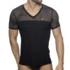 T-Shirt AD Fetish Mesh Striped ADF166 Noir -Men Attitude Boutique tshirt adf adf166 noir m